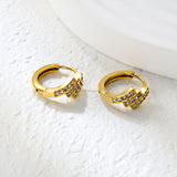 6.4 x 10.9mm diagonal rectangular white zirconia stud earrings with 2.2mm post and 10mm inner diameter, gold-plated