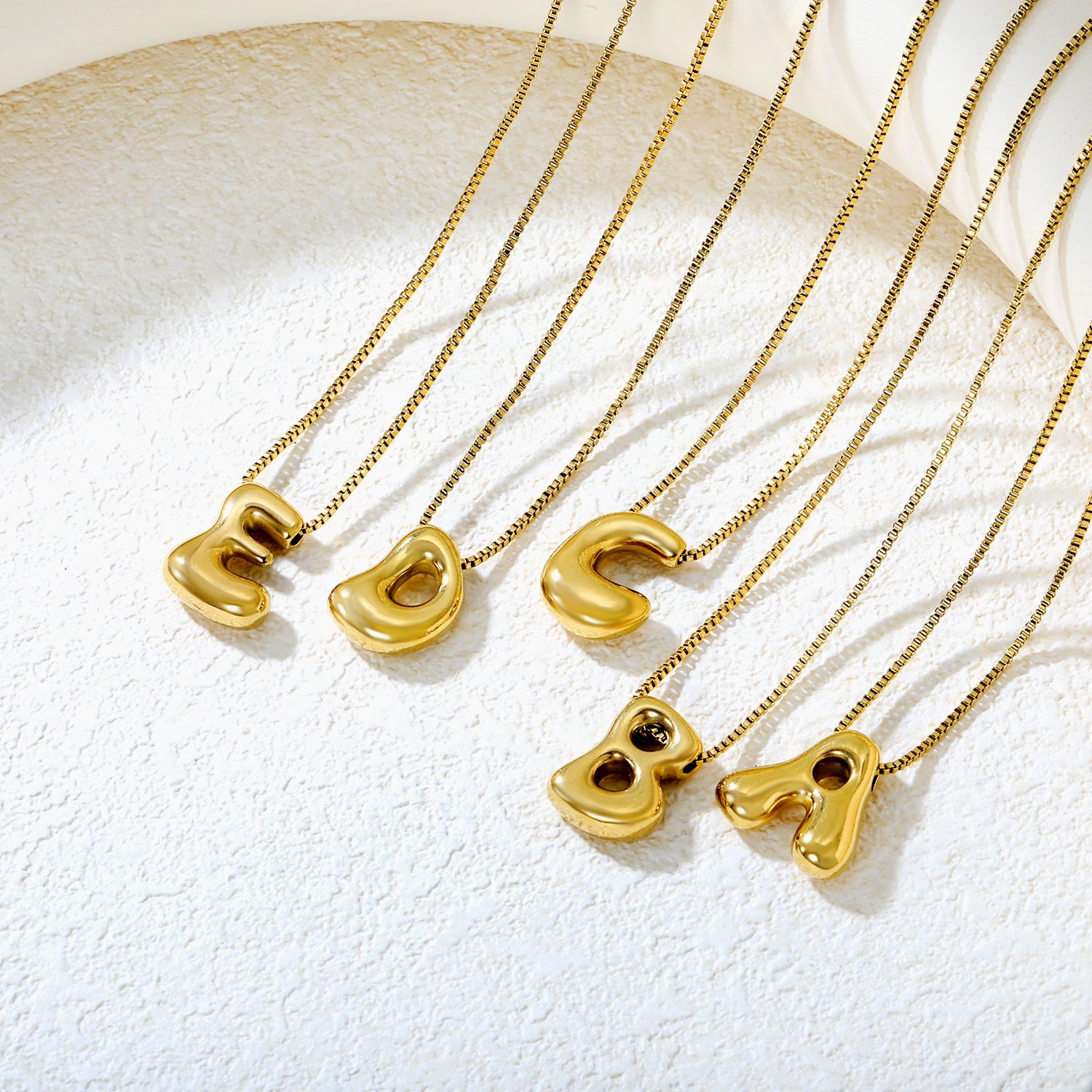 Alphabet Pendant A-Z 1.2 Box 40+5cm + 6mm Round Tail Tag Necklace Gold asonjewelry