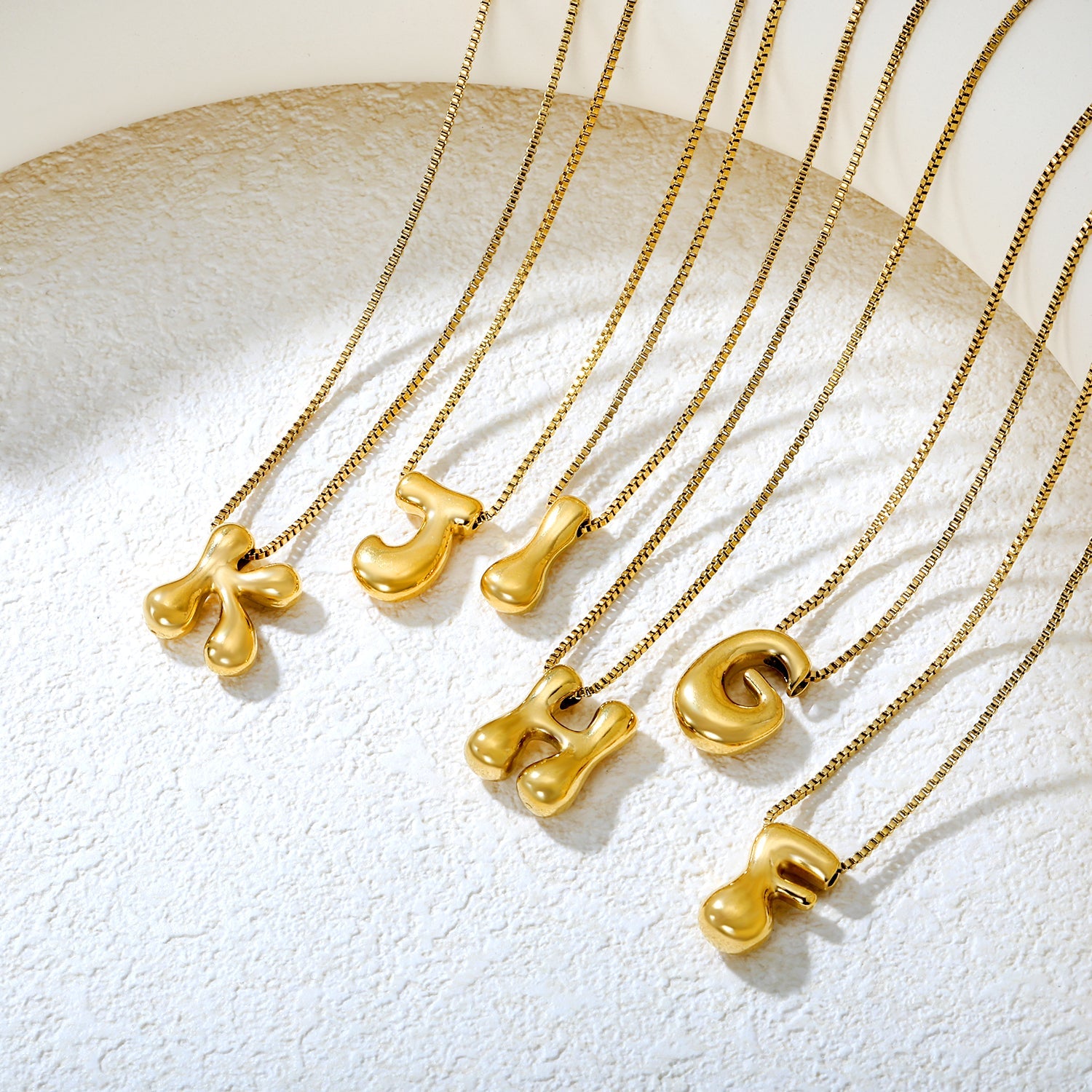 Alphabet Pendant A-Z 1.2 Box 40+5cm + 6mm Round Tail Tag Necklace Gold asonjewelry