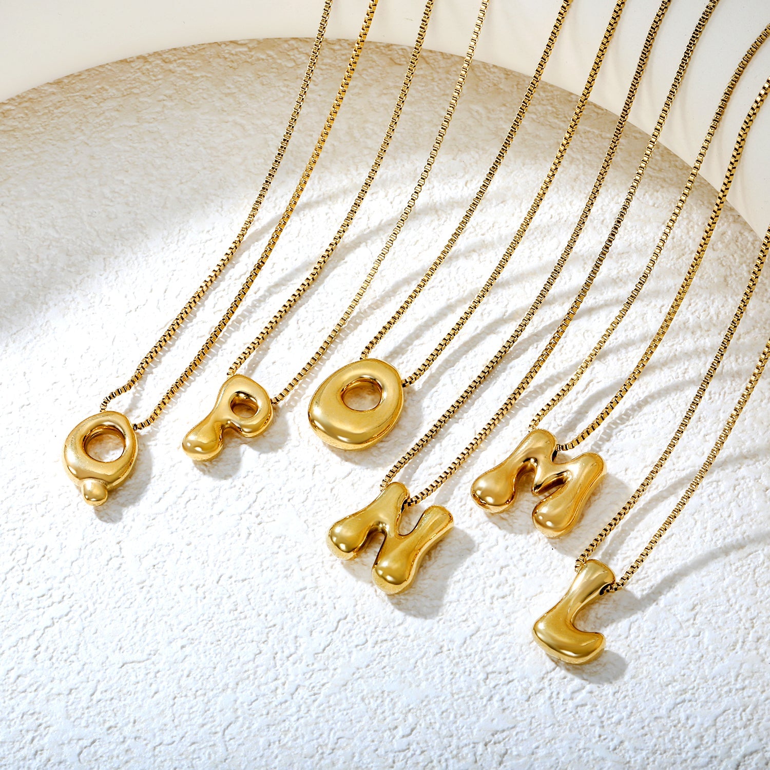 Alphabet Pendant A-Z 1.2 Box 40+5cm + 6mm Round Tail Tag Necklace Gold asonjewelry