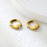 3.5 x 7.7 mm square-shaped imitation white Czech diamond earring, ear hook 2.2 x inner diameter 10 mm, earring, gold color