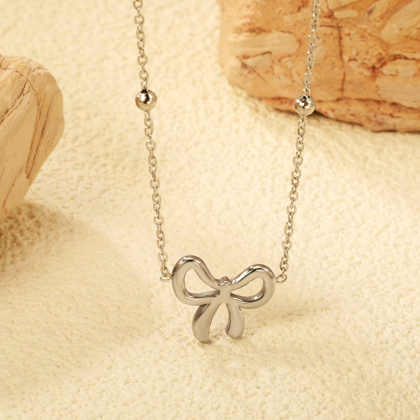 Bow Pendant Necklace 40+5cm asonjewelry