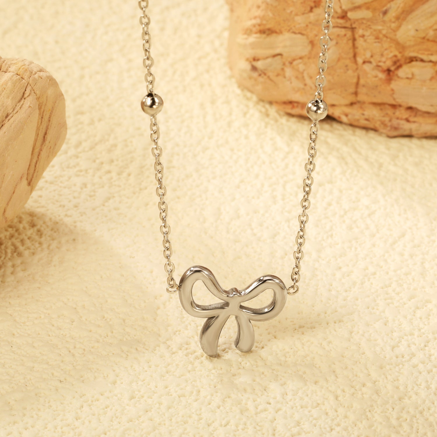 Bow Pendant Necklace 40+5cm asonjewelry