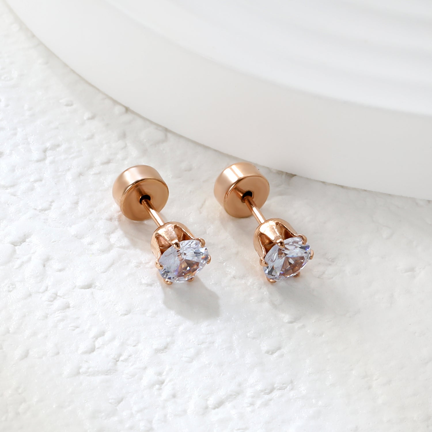 12 pair 3-5mm steel color/gold/rose gold pat plug earrings asonjewelry