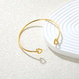 2mm Wide Inner Diameter 60mm Openwork Heart Open Bangle Gold