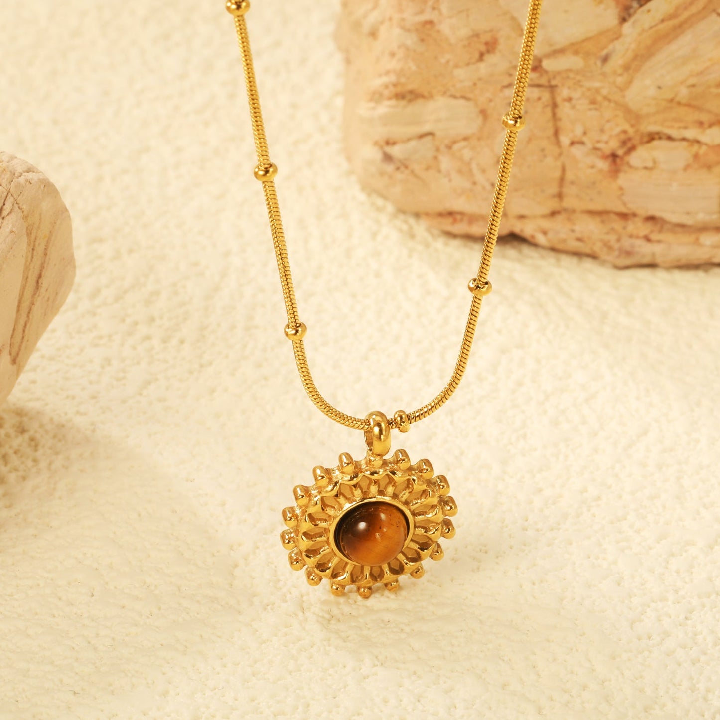 15.3mm round grain face with imitation white pearl/blue turquoise/tiger eye pendant 0.9+2mm round snake bead necklace 40+5cm+6mm round plaque necklace gold color asonjewelry