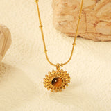 15.3mm round grain face with imitation white pearl/blue turquoise/tiger eye pendant 0.9+2mm round snake bead necklace 40+5cm+6mm round plaque necklace gold color