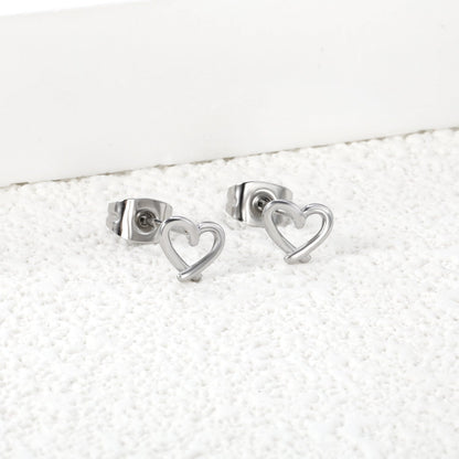 7*6mm Heart shaped pin earrings steel color/golden asonjewelry