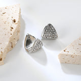 12.8*13.2mm triangle dumplings with white diamonds earrings steel color / gold color
