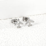 8.2*8.1mm airplane regular pin earrings steel/golden