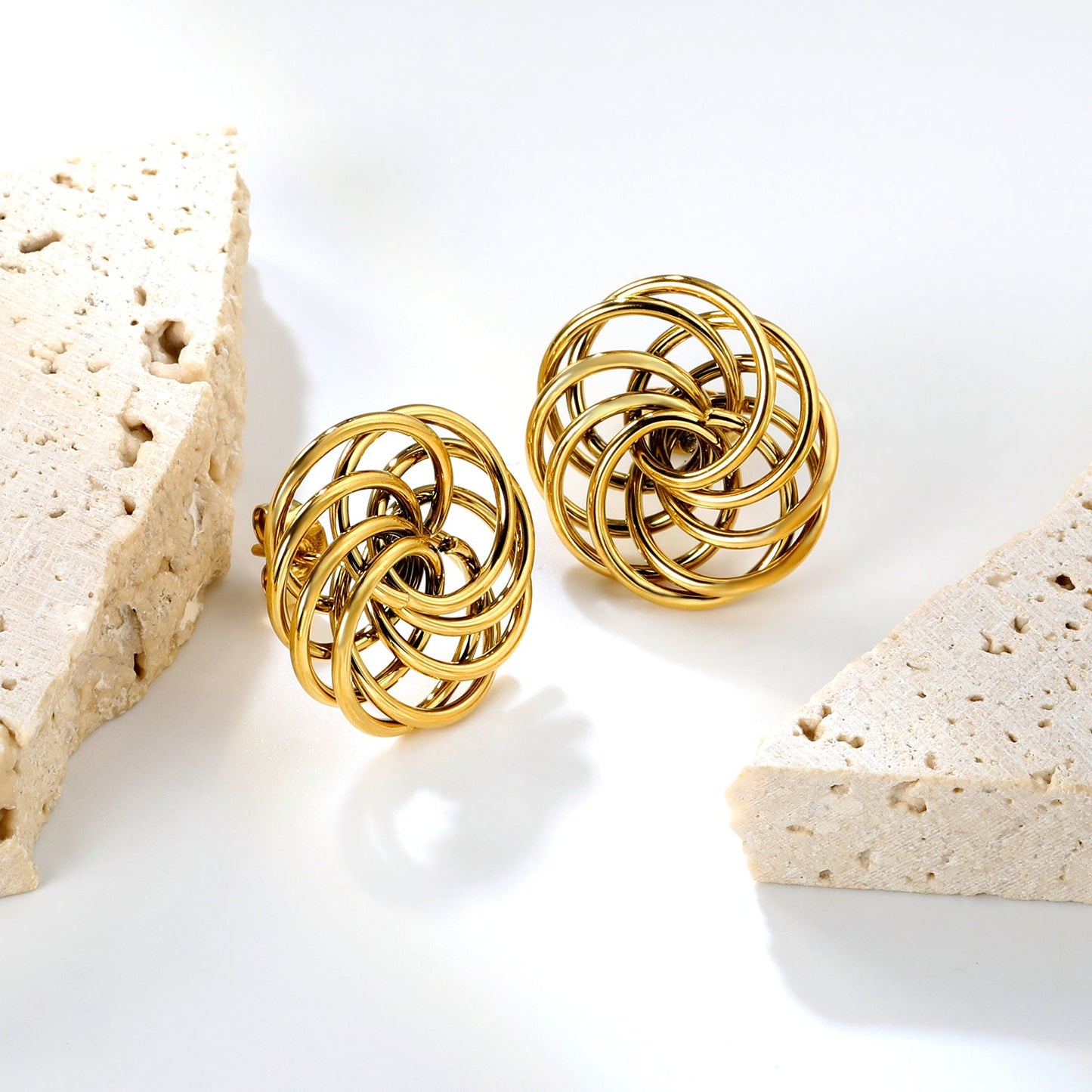 19.7mm round flower garland stud earrings gold color asonjewelry