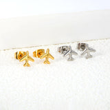 8.2*8.1mm airplane regular pin earrings steel/golden