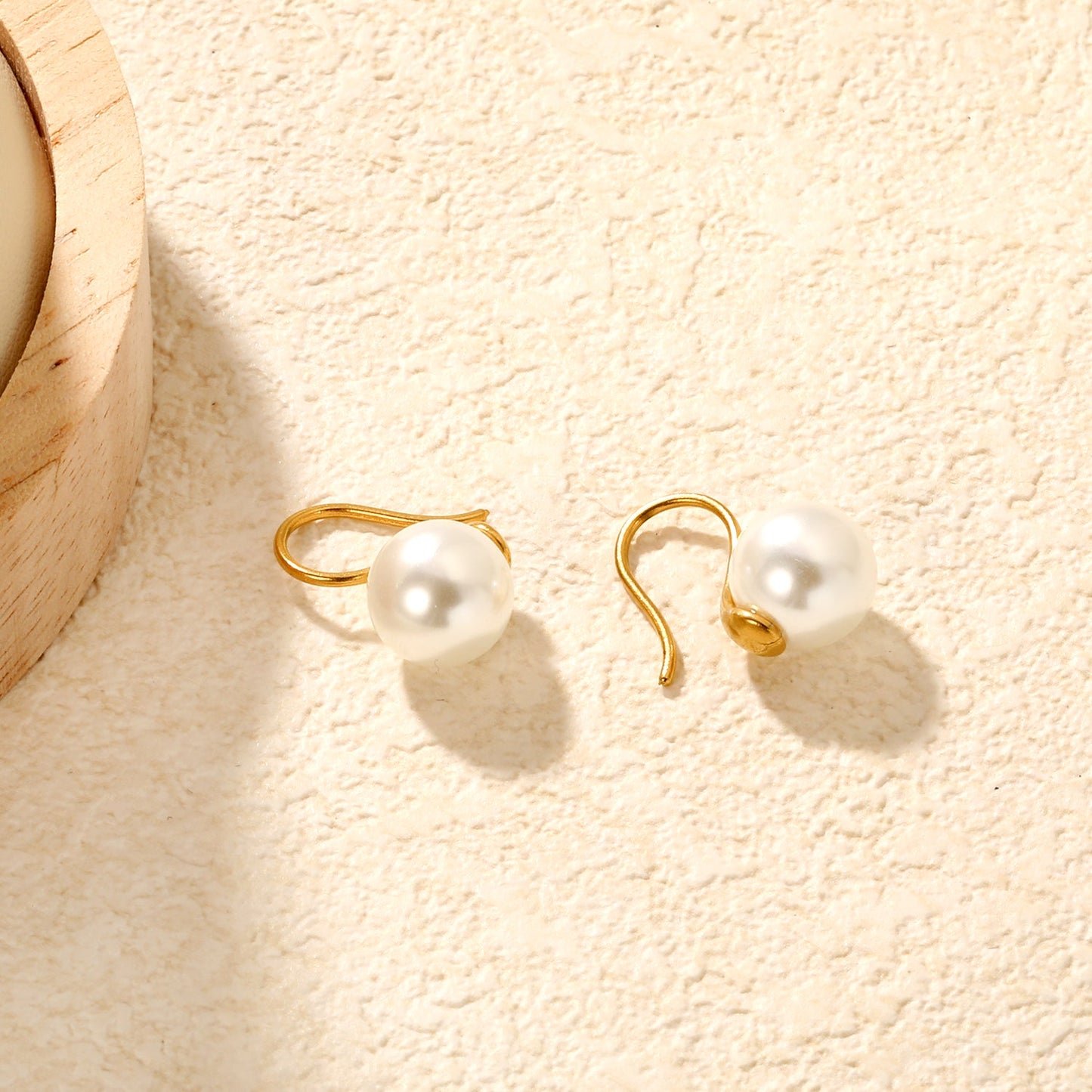 10mm Imitation Pearl Earrings, Gold asonjewelry