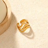 19.7mm Irregular Wavy Open Ring Gold 8