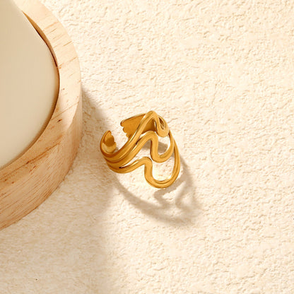 Wavy Curved Open Ring Gold 8 asonjewelry