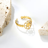 Golden Star-Center SS Open Ring (Vintage-Modern)