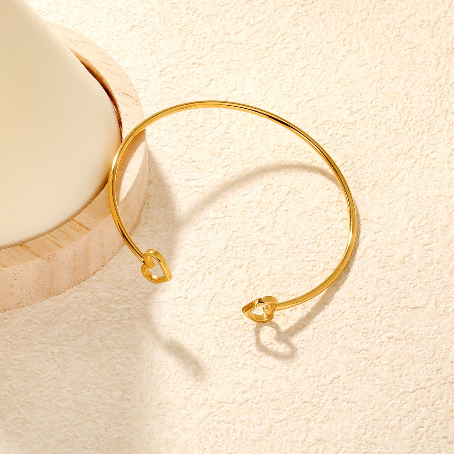 2mm Wide Inner Diameter 60mm Openwork Heart Open Bangle Gold asonjewelry