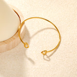 2mm Wide Inner Diameter 60mm Openwork Heart Open Bangle Gold