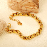 Thick 6mm Chain 17+3cm+6mm Round Tag Bracelet Golden