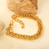 Wire 1.8*W9.3mm Chain 17+3cm+6mm Round Tag Bracelet Gold Color