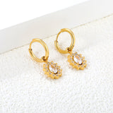 Wire 2*OUTSIDE DIAMETER 14.1mm EAR BUTTONS+10.2*12mm LACE OVAL WHITE REAL ZIRCONI BAND CNC DIAMONDED WHITE ZIRCONI RINGS EARRINGS Gold color