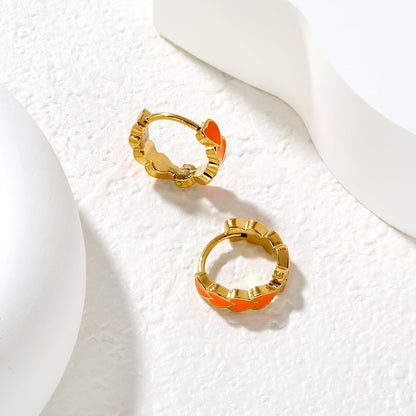 4*14mm Black/Pink/Blue/Orange Teardrop Heart Stud Earrings in Gold asonjewelry