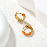 4*14mm Black/Pink/Blue/Orange Teardrop Heart Stud Earrings in Gold