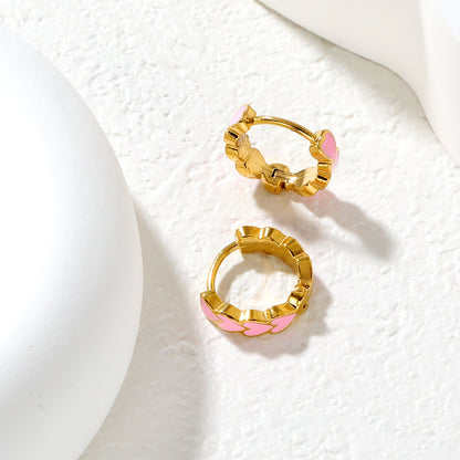 4*14mm Black/Pink/Blue/Orange Teardrop Heart Stud Earrings in Gold asonjewelry