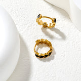 4*14mm Black/Pink/Blue/Orange Teardrop Heart Stud Earrings in Gold
