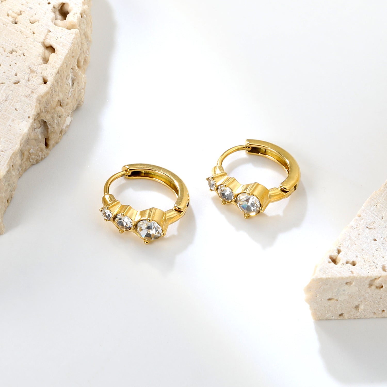 5.4 x 10.7mm Large Round White Zirconia Stud Earrings with 2.2mm Post and 10mm Inner Diameter, Gold asonjewelry