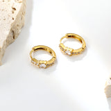3.6 x 11.5mm round with white zirconia, earring hook 2.2 x inner diameter 10mm, gold-colored earrings