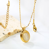14*17mm oval with white/rose cat's eye/tiger's eye pendant 40+5cm+6mm round necklace gold color