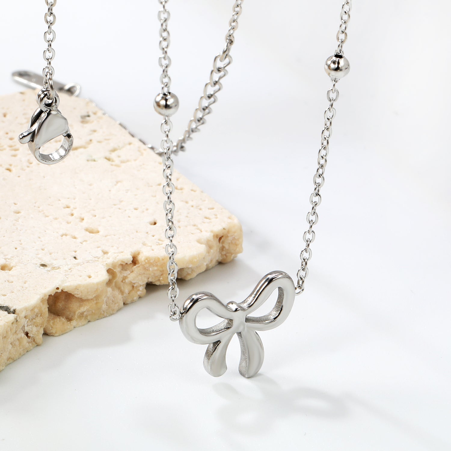 Bow Pendant Necklace 40+5cm asonjewelry