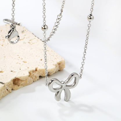 Bow Pendant Necklace 40+5cm asonjewelry