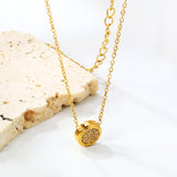 8.5mm beveled round CNC white zirconia pendant 0.3 cross chain 40+5cm+6mm round pendant necklace steel color/gold color