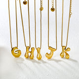 Alphabet Pendant A-Z 1.2 Box 40+5cm + 6mm Round Tail Tag Necklace Gold