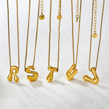 Alphabet Pendant A-Z 1.2 Box 40+5cm + 6mm Round Tail Tag Necklace Gold