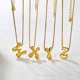 Alphabet Pendant A-Z 1.2 Box 40+5cm + 6mm Round Tail Tag Necklace Gold