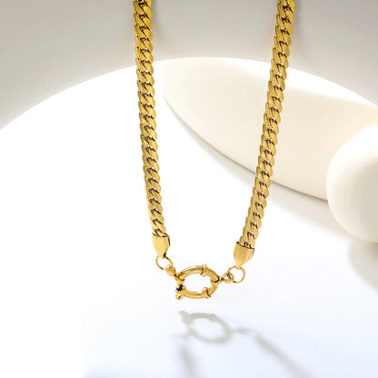 5.0NK gold dragon chain + 43cm + round clasp outer diameter 14.1mm necklace, gold asonjewelry