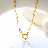 1.0 x 4 x 12 cm long flat cross chain * 40 cm + round clasp outer diameter 14.3 mm necklace, gold