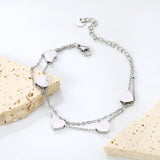8.5*7.6mm heart accessories 18+18+5.5cm end chain+6mm round tag double chain double chain bracelet steel color