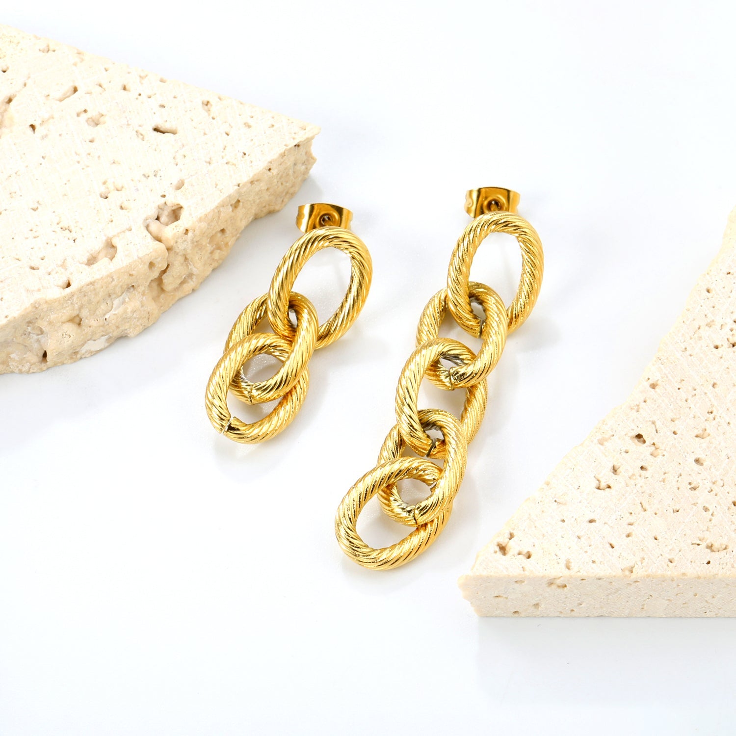 11*33.3mm 3 links +11*53mm 5 links chain AB style earrings gold color asonjewelry