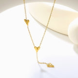 8 x 10.2mm 3 heart-shaped accessories 40+5cm+6mm round pendant necklace, gold