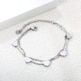 8.5*7.6mm heart accessories 18+18+5.5cm end chain+6mm round tag double chain double chain bracelet steel color