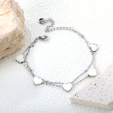 8.5*7.6mm heart accessories 18+18+5.5cm end chain+6mm round tag double chain double chain bracelet steel color