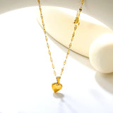 10.6x11mm 3D heart pendant lip chain 40+5cm necklace, gold