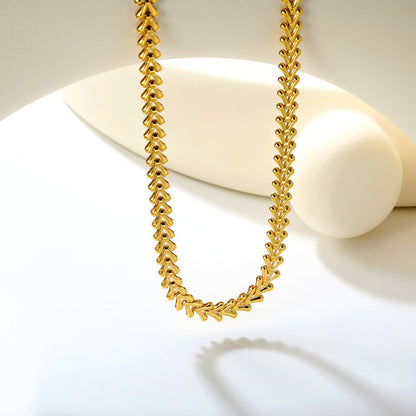 6mm*36+5cm+11.2*3.7mm Square Tail Plaque Fish Bone Chain Necklace Gold asonjewelry