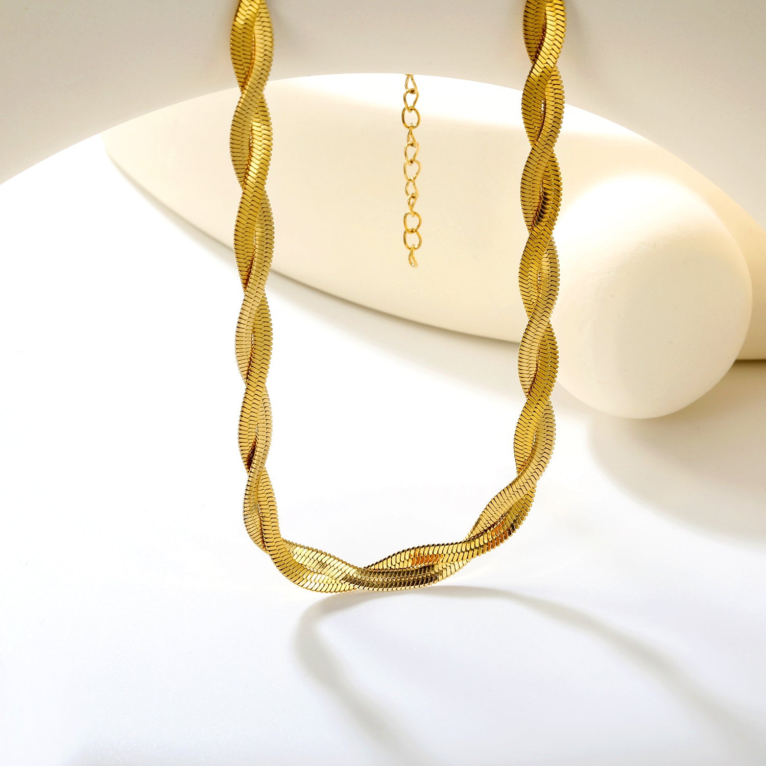 5.9mm*45+5cm Crossed Double Strand Necklace Steel/Golden asonjewelry