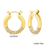 4.2mm Ear Hooks*24mm Outer Diameter with White Rhinestones / Emerald Earrings in Gold