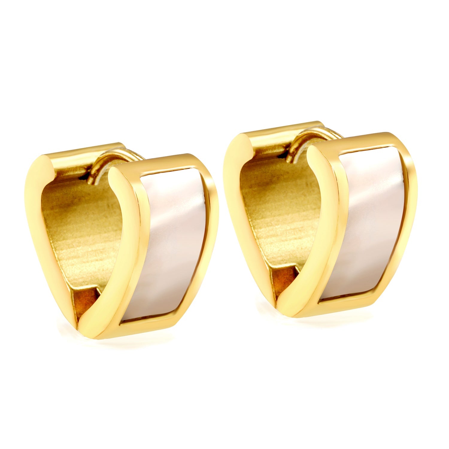 Heart shaped with white shell earrings 2.2*width 6.7*height 14mm steel color & gold color asonjewelry